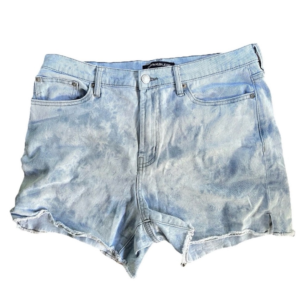 Calvin Klein High Rise Tie Dye Split Jean Shorts Size 31 (33 Waist). EUC - Soft.